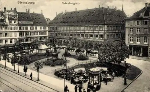 Ak Straßburg Elsass Bas Rhin, Gutenbergplatz, Singer