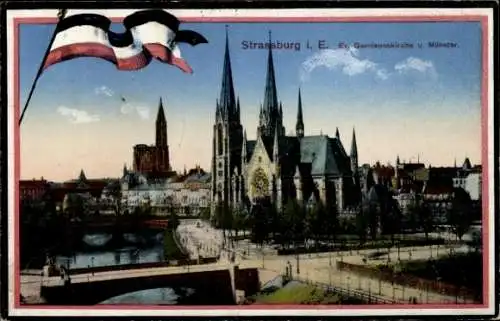 Ak Straßburg Elsass Bas Rhin, Evangelische Garnisonskirche, Münster