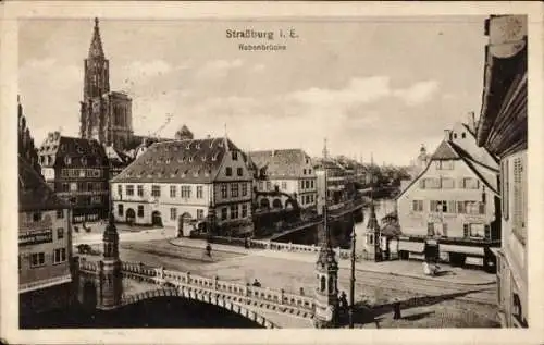 Ak Straßburg Elsass Bas Rhin, Rabenbrücke, Münster