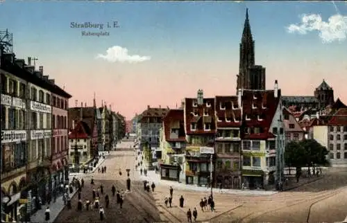 Ak Strasbourg Straßburg Elsass Bas Rhin, Rabenplatz, Münster