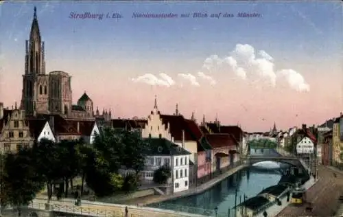 Ak Straßburg Elsass Bas Rhin, Nikolausstaden, Münster