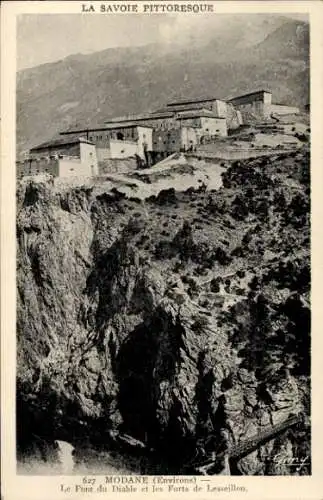 Ak Modane Savoie, Pont du Diable, Forts de Lesseillon