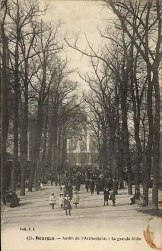 Ak Bourges Cher, Jardin de l'Archeveche, Grande Allee