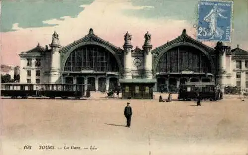 Ak Tours Indre et Loire, Bahnhof, Straßenbahn