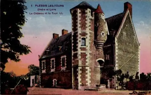 Ak Plessis lès Tours Indre et Loire, Le Chateau et la Tour