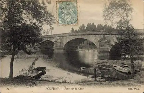 Ak Vouvray Indre et Loire, Pont sur la Cisse