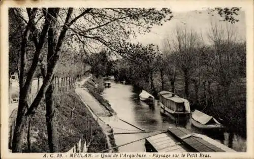 Ak Meulan en Yvelines, Quai de l'Arquebuse, Paysage sur le Petit Bras