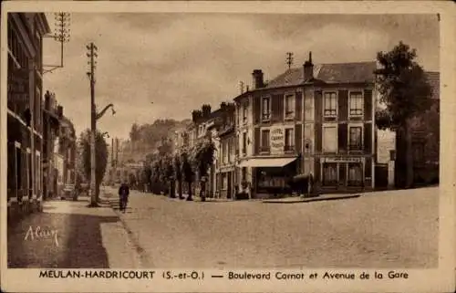 Ak Meulan-Hardricourt en Yvelines, Boulevard Carnot et Avenue de la Gare