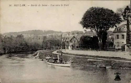 Ak Meulan en Yvelines, Bords de Seine, Vue vers le Fort