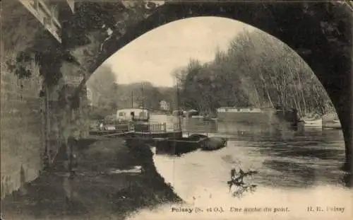 Ak Poissy Yvelines, Une arche du pont