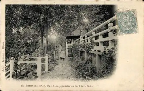 Ak Poissy Yvelines, Une Villa Japonaise au bord de la Seine