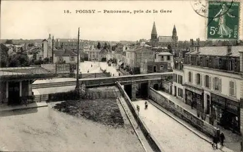 Ak Poissy Yvelines, Panorama, pris de la Gare