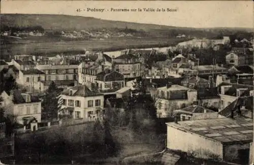 Ak Poissy Yvelines, Panorama sur la Vallee de la Seine