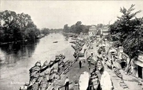 Ak Richmond upon Thames London England, Blick von der Brücke