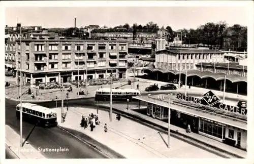 Ak Arnhem Gelderland Niederlande, Stationsplein, Busse