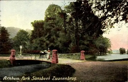 Ak Arnhem Gelderland Niederlande, Park Sonsbeek Zwanenbrug