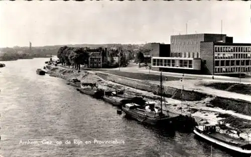 Ak Arnhem Gelderland Niederlande, Blick auf den Rhein, Provinzhaus