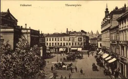 Ak București Bukarest Rumänien, Theaterplatz