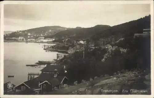 Ak Trondheim Norwegen, Fra Trollaveien, Blick auf den Ort