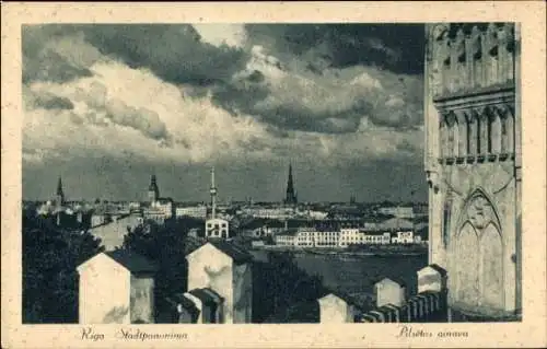 Ak Riga Lettland Latvija, Pilsetas ainava, Panoramaansicht der Stadt