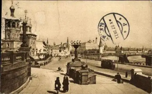 Ak Moskau Russland, Quai Kropotkin, Vue du Kremlin, Kreml