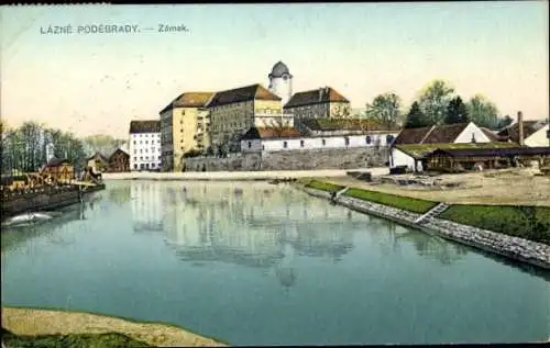 Ak Lázně Poděbrady Bad Podiebrad Region Mittelböhmen, Schloss