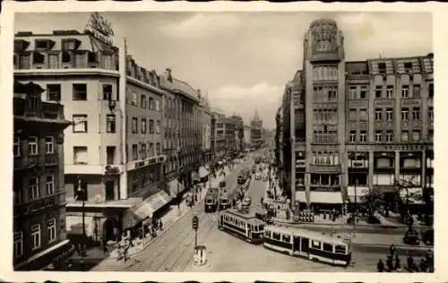 Ak Praha Prag, Graben, Prikopy, Straßenbahnen, Gebäude