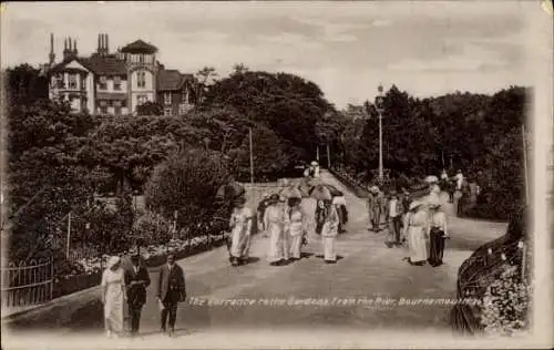 Ak Bournemouth Dorset England, Eingang zu den Gärten vom Pier aus