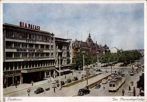 Ak Szczecin Stettin Pommern, Paradeplatz, UFA-Palast