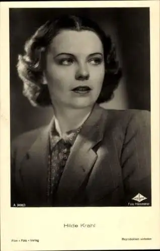 Ak Schauspielerin Hilde Krahl, Portrait, Film Foto Verlag A 3498/1