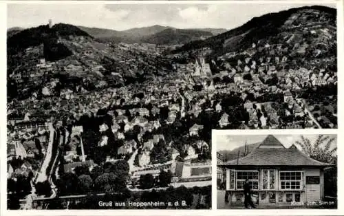 Ak Heppenheim an der Bergstraße, Kiosk, Totalansicht, Fliegeraufnahme