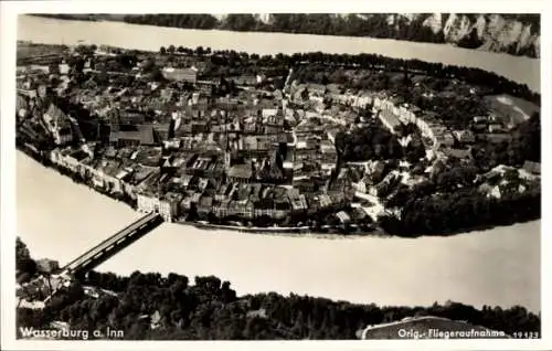 Ak Wasserburg am Inn Oberbayern,  Original Fliegeraufnahme 1933