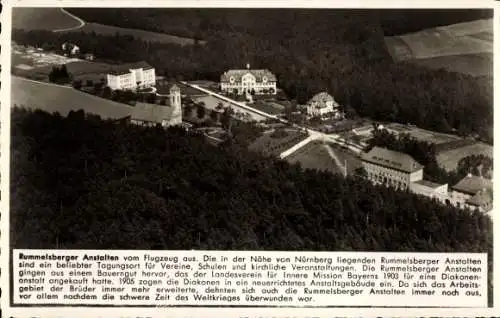 Ak Schwarzenbruck in Mittelfranken Bayern, Anstalten Rummelsberg, Fliegeraufnahme