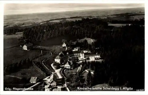 Ak Scheffau Scheidegg im Allgäu, Orig. Fliegeraufnahme, Kinderheilstätte Scheidegg i. Allgäu