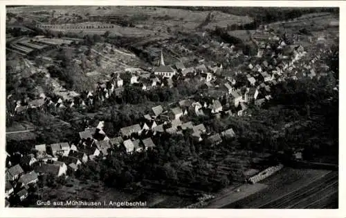 Ak Mühlhausen im Angelbachtal Kraichgau, Gruß aus Mühlhausen I. Angelbachtal, ein Luftbild.