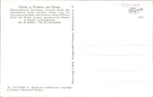 Ak Stocksberg Beilstein in Württemberg, Stocksberg vom Flugzeug aus, Krone