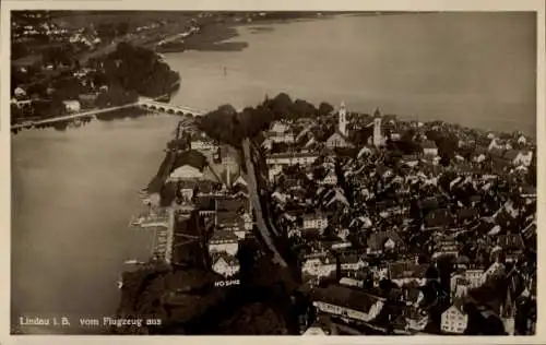 Ak Lindau am Bodensee Schwaben, Fliegeraufnahme