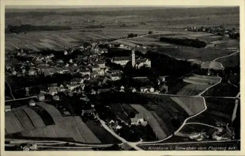 Ak Kirchheim in Schwaben Allgäu, Kirchheim in Schwaben vom Flugzeug aus