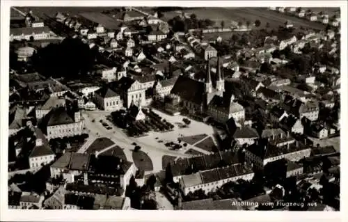 Ak Altötting in Oberbayern, Altötting vom Flugzeug aus