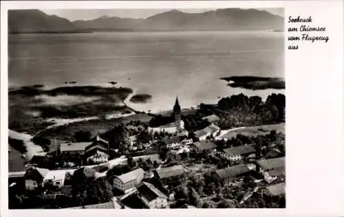 Ak Seebruck am Chiemsee Oberbayern, Seebruck am Chiemsee vom Flugzeug aus