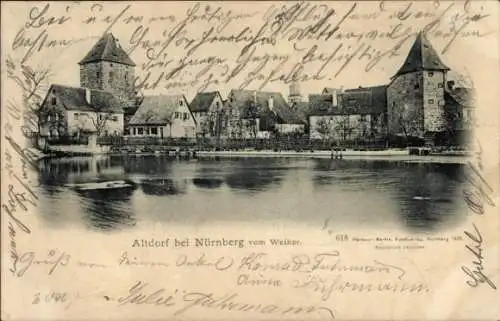 Ak Altdorf bei Nürnberg in Mittelfranken Bayern, Gesamtansicht, Weiher