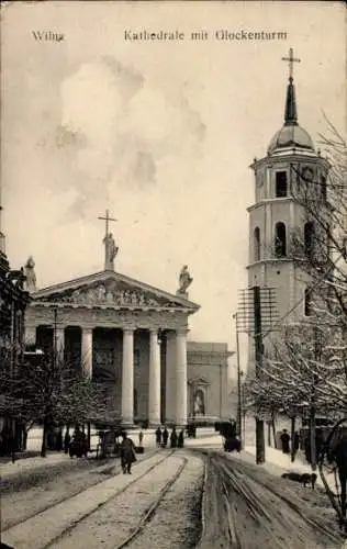 Ak Vilnius Wilna Litauen, Kathedrale mit Glockenturm