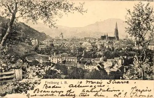 Ak Freiburg im Breisgau, Panorama, Münster