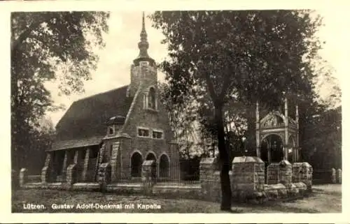 Ak Lützen im Burgenlandkreis, Gustav Adolf Denkmal mit Kapelle