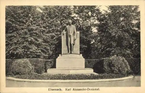 Ak Lutherstadt Eisenach in Thüringen, Blick auf das Karl Alexander Denkmal, Statue