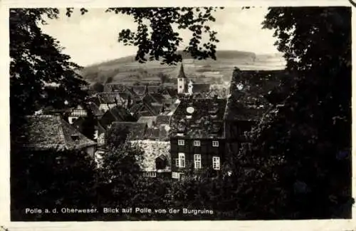 Ak Polle an der Weser in Niedersachsen, Blick auf die Polle von der Burgruine