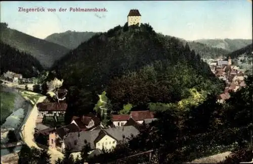 Ak Ziegenrück am Schiefergebirge Thüringen, Blick auf Ort von der Pohlmannsbank