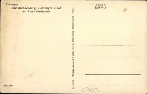 Ak Bad Blankenburg in Thüringen, Panoramaansicht vom Ort mit Ruine Greifenstein