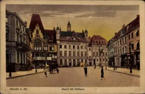 Ak Neuss am Rhein, Markt mit Rathaus