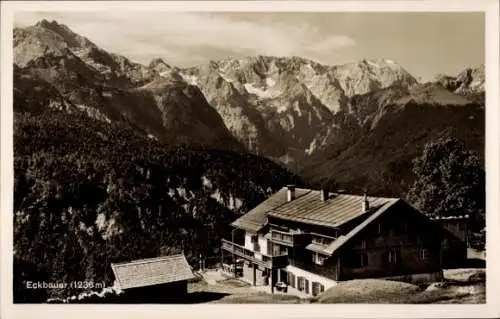 Ak Eckbauer Garmisch Partenkirchen in Oberbayern, Panorama, Berge